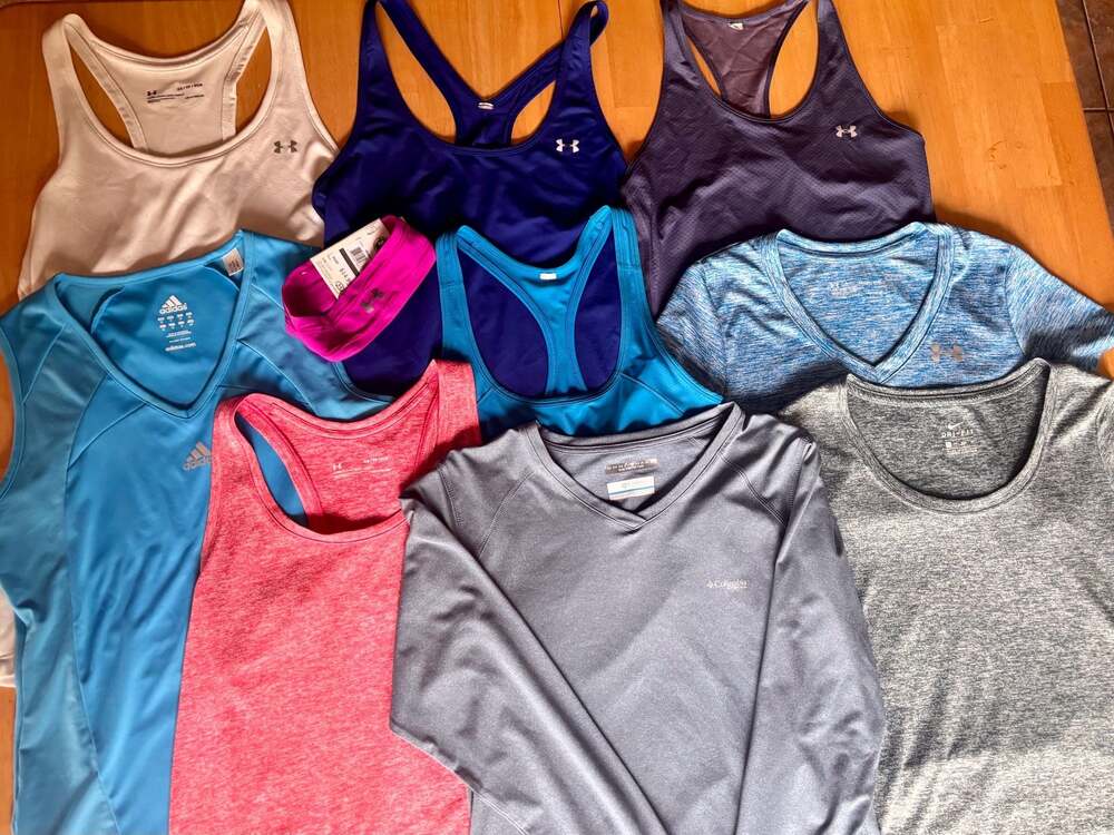 Lot of Women's Athletic Activewear Shirts Tanks  and Headband